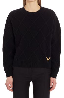 Valentino Garavani Logo Wool Sweater in 0No Nero