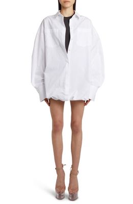 Valentino Garavani Long Sleeve Bubble Hem Cotton Poplin Shirtdress in 7D3-Bianco/Ebano