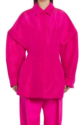 Valentino Garavani Long Sleeve Silk Shirtdress in Pink Pp Uwt