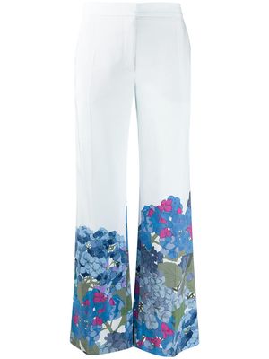 Valentino Garavani Macro Ortensia print flared trousers - Blue