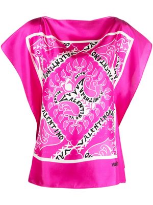 Valentino Garavani Manifesto Bandana-print silk top - Pink