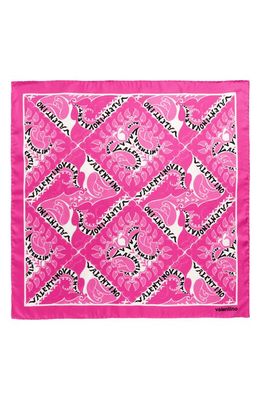 Valentino Garavani Manifesto Bandana Square Silk Scarf in V5P Pink/Pink Pp/Avorio