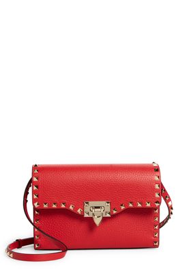 Valentino Garavani Medium Rockstud Leather Shoulder Bag in Rouge Pur