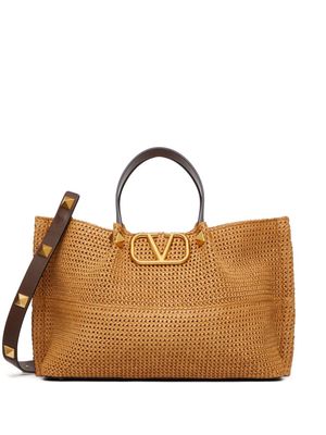 Valentino Garavani medium Summer raffia tote bag - Neutrals