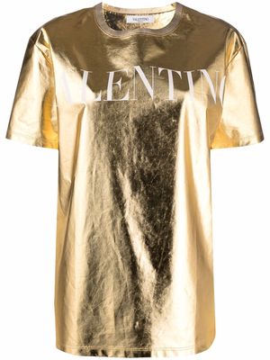 Valentino Garavani metallic logo-print T-shirt - Gold