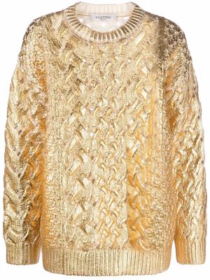 Valentino Garavani metallized cable-knit jumper - Gold