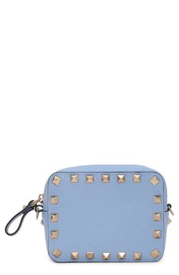 Valentino Garavani Mini Rockstud Leather Crossbody Bag in Zqw Popeline Blue