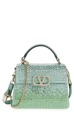 Valentino Garavani Mini VSling Crystal Embellished Top Handle Bag in Chrysolite/lagoon Green