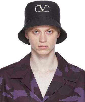 Valentino Garavani Navy VLogo Bucket Hat