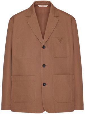 Valentino Garavani notched-lapel cotton blend blazer - Brown