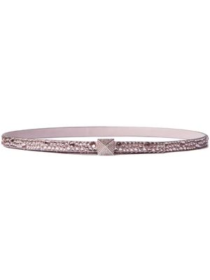 Valentino Garavani One Stud embellished leather belt - Pink