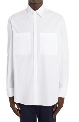 Valentino Garavani Oversize Cotton Button-Up Shirt in 001-Bianco Ottico