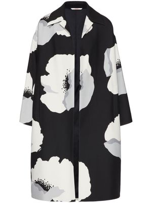 Valentino Garavani oversize floral print midi coat - Black