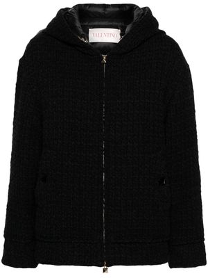 Valentino Garavani padded tweed hooded jacket - Black