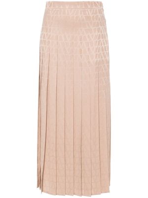 Valentino Garavani pleated silk skirt - Neutrals