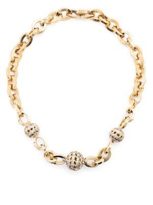 Valentino Garavani Pre-Owned 1980s crystal-embellished chain necklace - Gold