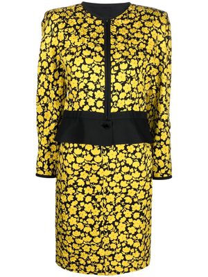 Valentino Garavani Pre-Owned 1980s floral-print silk dress and jacket set - Black