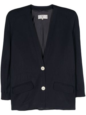 Valentino Garavani Pre-Owned 1980s single-breasted wool jacket - Blue