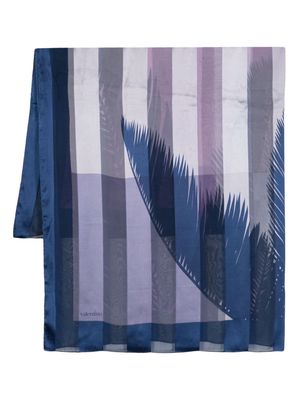 Valentino Garavani Pre-Owned 1980s striped leaf-print silk scarf - Blue