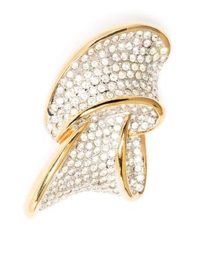 Valentino Garavani Pre-Owned 1990s crystal-embellished twist brooch - Gold