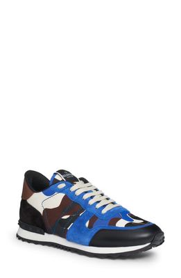 Valentino Garavani Rockrunner Camouflage Sneaker in Blue/brown/Ivory/Nero/Choc