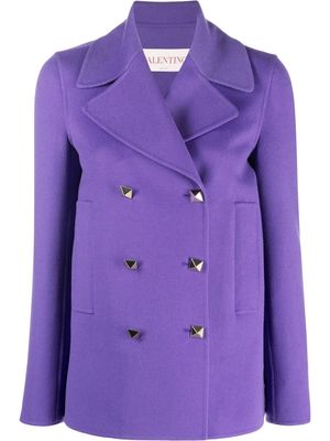 Valentino Garavani Rockstud double-breasted fastening blazer - Purple