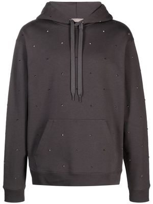 Valentino Garavani Rockstud-embellished drawstring hoodie - Grey
