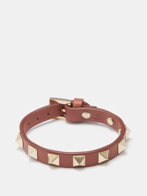 Valentino Garavani - Rockstud Leather Bracelet - Womens - Brown