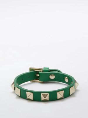 Valentino Garavani - Rockstud Leather Bracelet - Womens - Green