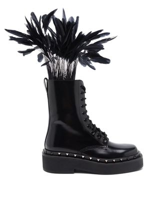 Valentino Garavani Rockstud M-Way 50mm leather boots - Black