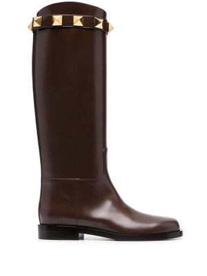 Valentino Garavani Roman Stud leather boots - Brown