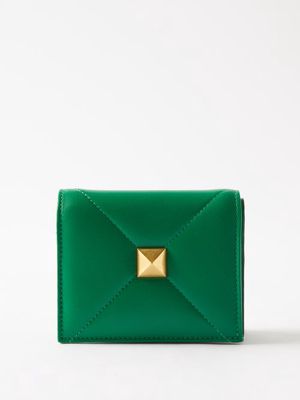 Valentino Garavani - Roman Stud Quilted-leather Bi-fold Wallet - Womens - Green