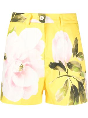 Valentino Garavani rose-print tailored shorts - Yellow