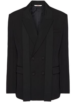 Valentino Garavani scarf-collar double-breasted wool jacket - Black