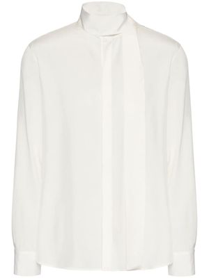 Valentino Garavani scarf-detail silk shirt - White