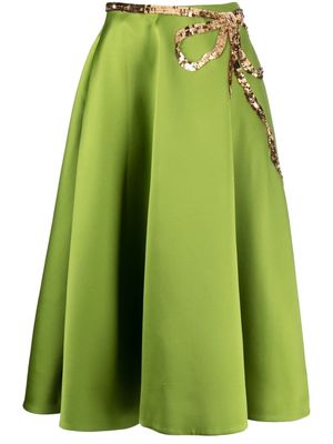 Valentino Garavani sequin-embellished satin skirt - Green