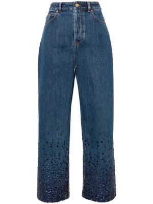 Valentino Garavani sequinned high-rise straight-leg jeans - Blue