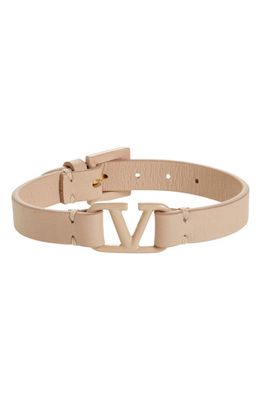 Valentino Garavani Signature VLOGO Leather Bracelet in K4S Powder Rose