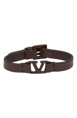 Valentino Garavani Signature VLOGO Leather Bracelet in Kg8 Fondant
