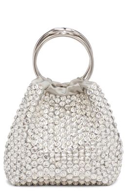 Valentino Garavani Small Carry Secrets Crysal Embellished Bucket Bag in Y3F Crystal/Grey/Palladium
