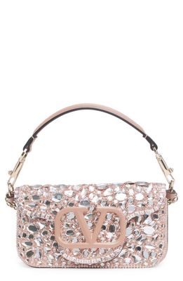 Valentino Garavani Small Locò Crystal Embellished Shoulder Bag in Mzq Silk/Rose Cannelle