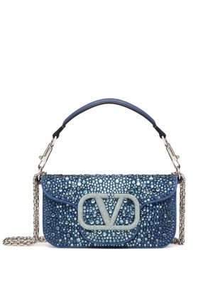 Valentino Garavani small Locò embellished denim shoulder bag - Blue