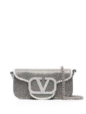 Valentino Garavani small Locò embroidered shoulder bag - Silver