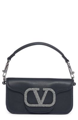 Valentino Garavani Small Locò Leather Shoulder Bag in Nero/black Diamond