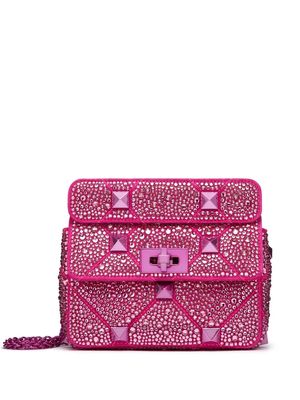 Valentino Garavani small Roman Stud crystal-embellished shoulder bag - Pink