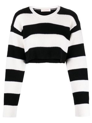 Valentino Garavani striped virgin wool cropped jumper - Black