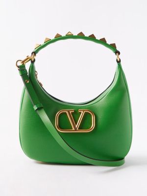 Valentino Garavani - Stud Sign Studded-strap Shoulder Bag - Womens - Green