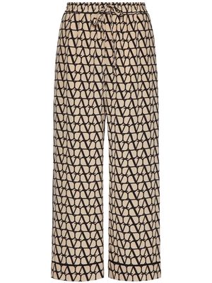 Valentino Garavani Toile Iconograph-print silk trousers - Brown