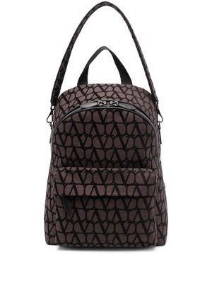 Valentino Garavani Toile Iconographe leather-trim backpack - Brown