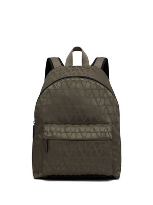 Valentino Garavani Toile Iconographe leather-trim backpack - Green